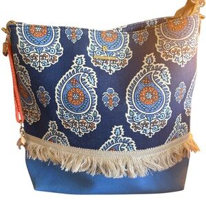 Spartina 449 Blue and Orange Paisley Shoulder Bag
